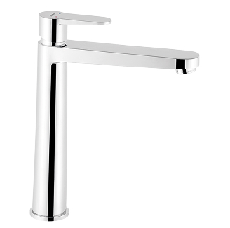 Chromowana bateria umywalkowa Ferro Nostris z prostym uchwytem.